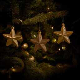 Valen Shatterproof 7.5cm Mixed Hanging Stars - Set of 6 - Pearl Gold - thumbnail 1