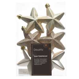 Valen Shatterproof 7.5cm Mixed Hanging Stars - Set of 6 - Pearl Gold - thumbnail 2