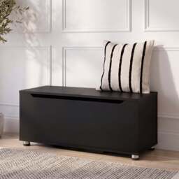 Essie Wooden Storage Chest - Blanket Box - Toy Chest - Black - thumbnail 2