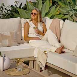 Akira 6 Seater Wooden Garden Corner Sofa - thumbnail 2