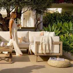 Akira 6 Seater Wooden Garden Corner Sofa - thumbnail 3