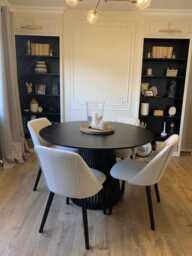 Willow Black Dining Table Set - 4 Seater - Freya Sand Dining Chairs - Black Oak Legs - thumbnail 5