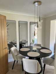 Willow Black Dining Table Set - 4 Seater - Freya Sand Dining Chairs - Black Oak Legs - thumbnail 2