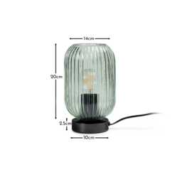 Elland 22.5cm Glass Table Lamp - Sage Green & Black - thumbnail 2