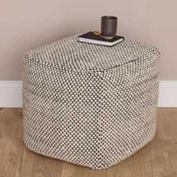 Atcham Wool & Cotton Ottoman Stool - Black/Natural - thumbnail 1