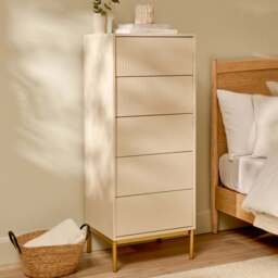 Luella 80cm 5 Drawer Fluted Tallboy - Driftwood - thumbnail 2
