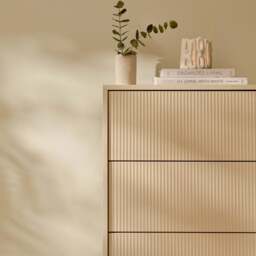 Luella 80cm 5 Drawer Fluted Tallboy - Driftwood - thumbnail 3