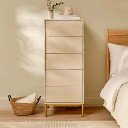Luella 80cm 5 Drawer Fluted Tallboy - Driftwood