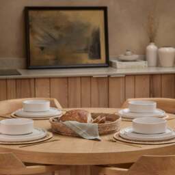 Charlotte Whitewash Round Dining Table Set - 4 Seater - Carter Dining Armchairs - Whitewash Oak Legs - thumbnail 2