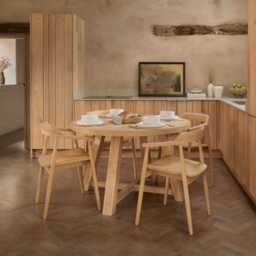 Charlotte Whitewash Round Dining Table Set - 4 Seater - Carter Dining Armchairs - Whitewash Oak Legs - thumbnail 1