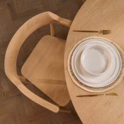Charlotte Whitewash Round Dining Table Set - 4 Seater - Carter Dining Armchairs - Whitewash Oak Legs - thumbnail 3