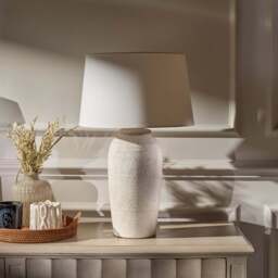 Selham 47cm Ceramic Lamp Base - Rustic White