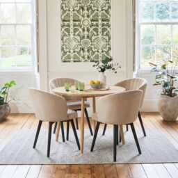 Arabella Natural Beige Dining Chairs - Set of 2 - Black Oak Legs - thumbnail 4
