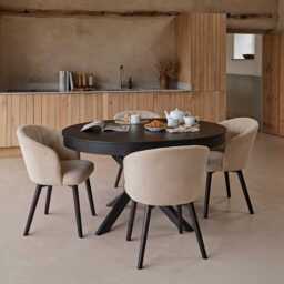 Arabella Natural Beige Dining Chairs - Set of 2 - Black Oak Legs - thumbnail 3