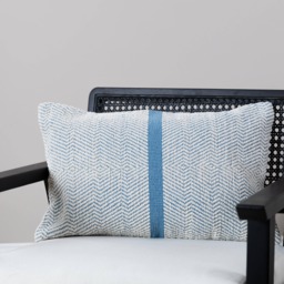 Elston 55x35cm Cotton Zig Zag Cushion Cover - Horizon Blue - thumbnail 1