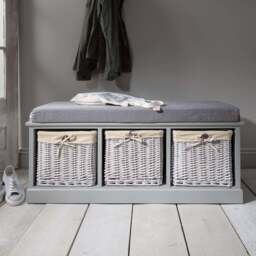 Fyfield 3 Seater Hallway Storage Bench with Storage - Grey - thumbnail 1