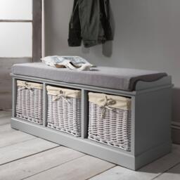 Fyfield 3 Seater Hallway Storage Bench with Storage - Grey - thumbnail 3