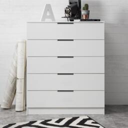 Essie 4 Piece Bedroom Set - 5 Chest of Drawers - Pure White - thumbnail 5