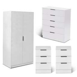 Essie 4 Piece Bedroom Set - 5 Chest of Drawers - Pure White - thumbnail 1