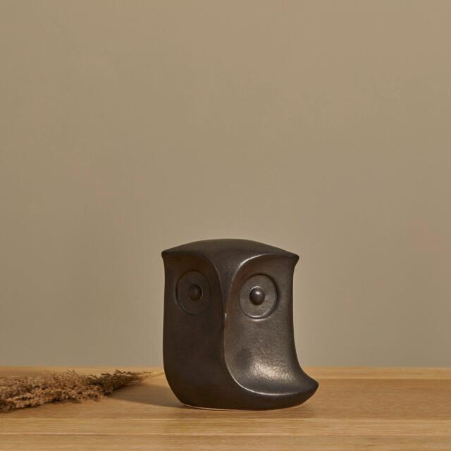 Hudswell 16cm Ceramic Owl Ornament - Black - image 1