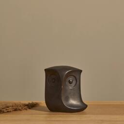 Hudswell 16cm Ceramic Owl Ornament - Black - thumbnail 1