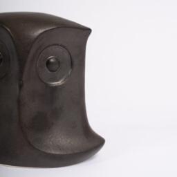 Hudswell 16cm Ceramic Owl Ornament - Black - thumbnail 2