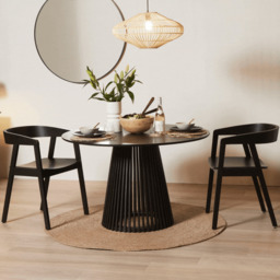 Willow Black Dining Table Set - 4 Seater - Ella Black Dining Chairs - Black Oak Legs - thumbnail 2