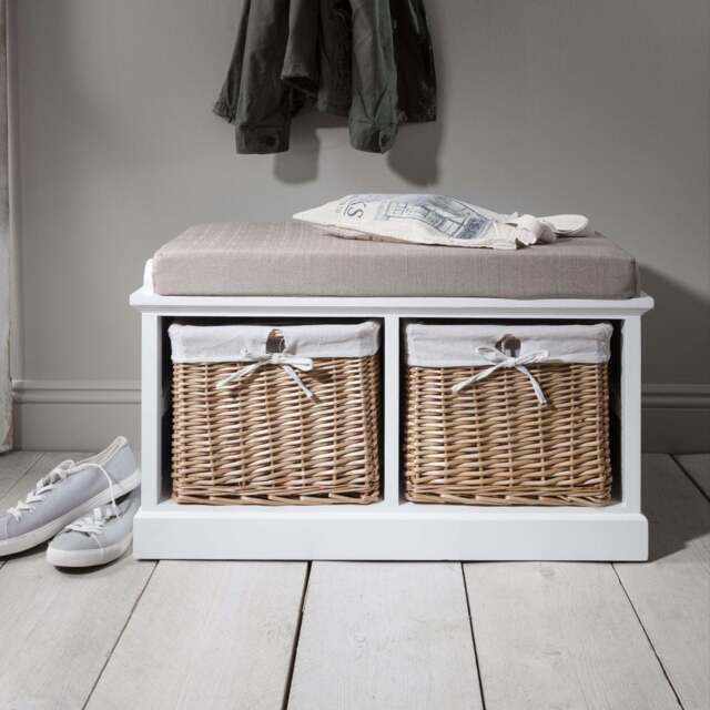 Fyfield 2 Seater Hallway Storage Bench with Storage - White - image 1