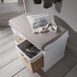 Fyfield 2 Seater Hallway Storage Bench with Storage - White - thumbnail 4