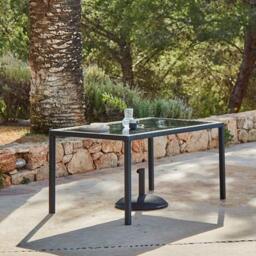 Marston 6 Seater Rattan Garden Dining Set - Black - Glass Top - thumbnail 2
