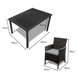 Marston 6 Seater Rattan Garden Dining Set - Black - Glass Top - thumbnail 5