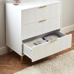 Gloria 3 Drawer Chest of Drawers - White & Brass Effect - thumbnail 4