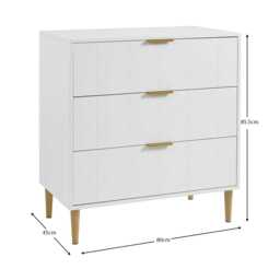 Gloria 3 Drawer Chest of Drawers - White & Brass Effect - thumbnail 6