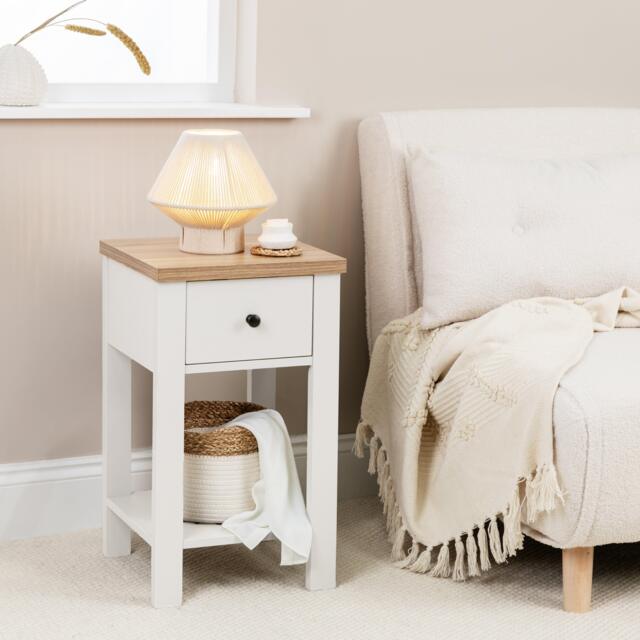 Bampton 1 Drawer Bedside Table - Alabaster White - image 1