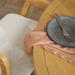 Charlotte Pale Oak Round Dining Table Set - 4 Seater - Ella Pale Oak Carver Chair - Off White Boucle - thumbnail 5