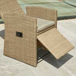 Kemble/Marston Garden Reclining Chair with Cushion - Natural Brown - thumbnail 4