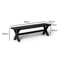 Charlotte 3 Seater Dining Bench - Black Oak - thumbnail 5