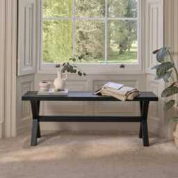 Charlotte 3 Seater Dining Bench - Black Oak