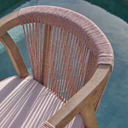 Shiro 4 Seater Round Wooden Garden Dining Set with Shiro Pink Rope Dining Chairs - 120cm - thumbnail 4