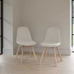 Tilly 100cm Round Dining Table - 4 Seater - Ellis Dining Chairs - Light Beige with Whitewash Oak Legs - thumbnail 3