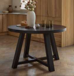 Charlotte Black Oak Round Dining Table Set - 4 Seater - Ella Black Dining Armchairs - thumbnail 2