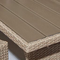 Aston 9 Seater Rattan Corner Sofa Set with Grey Lean Over Parasol with Polywood Table Top - Natural Brown - thumbnail 3