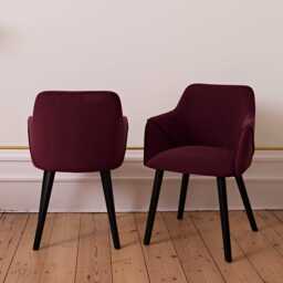 Freya Burgundy Red Armchair - Set of 2 - Black Oak Legs - thumbnail 3