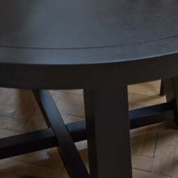Charlotte Black Oak Round Dining Table Set - 4 Seater - Freya Oat Boucle Dining Chairs- Black Oak Legs - thumbnail 6