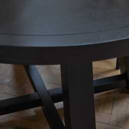 Charlotte Black Oak Round Dining Table Set - 4 Seater - Freya Oat Boucle Dining Chairs- Black Oak Legs - thumbnail 6