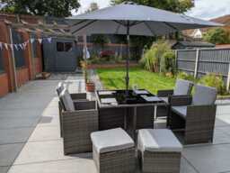 Cube 8 Seater Rattan Outdoor Dining Set with Grey Parasol - Grey Weave - thumbnail 5