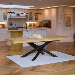 Amelia Pale Oak Wood Dining Table - Extendable - Black Legs - thumbnail 4