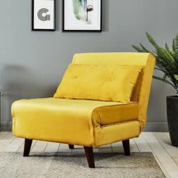 Una Single Sofa Bed - Yellow Velvet - thumbnail 1