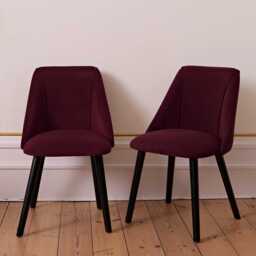 Freya Burgundy Red Dining Chair - Set of 2 - Black Oak Legs