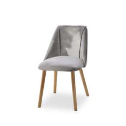 Ella 160cm Pale Oak Dining Table Set - 6 Seater - 4 Freya Dining Chairs with  2 Freya Armchairs - Mist Grey with Pale Oak Legs - thumbnail 5